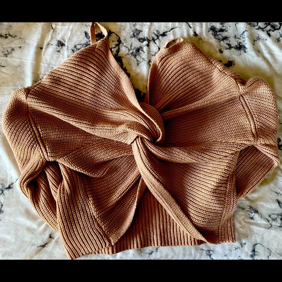 Pink Off-Shoulder Crop Sweater - Picture 2 of 2